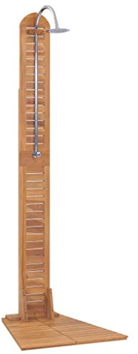KIPPOT Douche de jardin d'extérieur en teck massif 70 x 75 x 204 cm Douche solaire