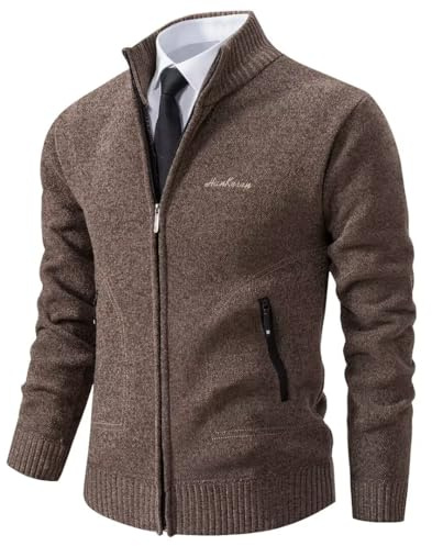 Shuanghao Herren Hoodie mit Kapuze Pullover Pulli Strick-Sweatshirt-Strickjacke-Cardigan, Freizeit-Winter-Kapuzen-Pulli-Strick-Jacke, Fleece-Innenseite Outdoor Herren Kapuzenjacke für Hoodie