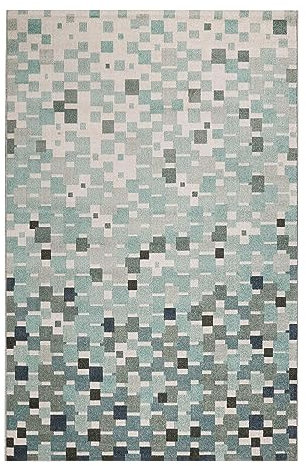 Wetterfester In-& Outdoor Teppich von Esprit mit Mosaik-Muster ideal für Balkon, Terrasse, Küche, Flur, Wohnmobil, Garten und Camping – Pacific (80 x 150 cm, blau)
