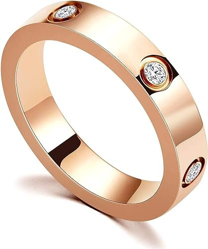 aesdox Liebesring 18K Gold/Silber/Rose Plated Cubic Zirconia Ring, Versprechen Ring Ehering Band Schmuck Geschenke für Frauen Mädchen, Zirkonia Roségold, Größe 18