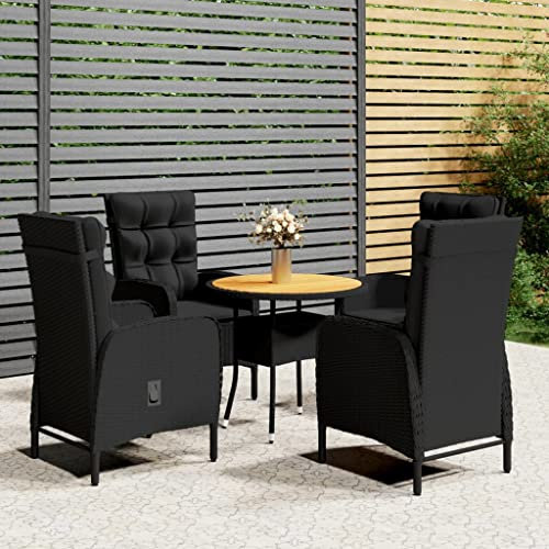 MNISDFL Balkon Lounge Gartenlounge Patio Furniture 5-TLG. Garten-Bistro-Set Poly Rattan Schwarz
