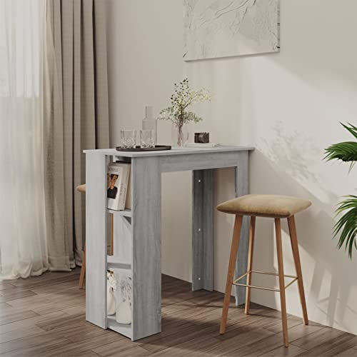 BaraSh Bartisch mit Regal Grau Sonoma 102x50x103,5 cm KüChe MöBel KüChentheke Bar MöBel Bartisch Holzwerkstoff