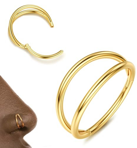 Diamday Doppelt/Dreifach Hinged Hoop nasenpiercing-316L Chirurgenstahl Nasenring Piercing Clicker Septum Schmuck Helix Lippenringe Knorpel Ohrring Turm Tragus Körper Piercing Schmuck 18G 16G