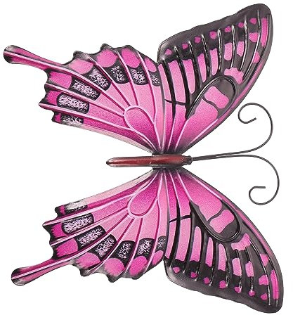 Amosfun 1pc Wrought Iron Butterfly Wall Animal Garden Sculpture Christmas Ornaments Metal Figurine Outdoor Butterfly Decor Wall Butterflies Decor 3d Delicate The Fence Pink