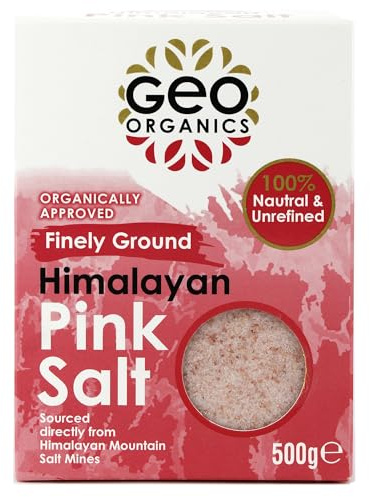 Geo Organics Pure Himalayan Pink Salt Crystals 500g (Pack of 1) | 100% Natural Salt & Unrefined | Harvested Using Sustainable & Eco-Friendly Practices - Contains 84 Minerals (Finely Ground Pink Salt)