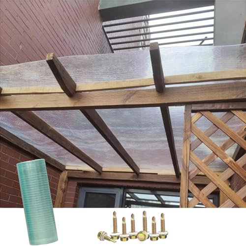 LRYELWA Placas de Policarbonato Recortables Planchas Transparentes para Tejados,Marquesinas para Exterior contra Sol y Lluvia,Toldo Cubierta para Balcón Cochera,Fácil de Doblar y Cortar (1,2m x 3m)