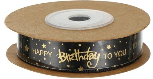 CIYODO 1Rolle Dekoratives Geburtstagsgeschenkband aus Polyester Glänzendes Happy Birthday Band für Dekorationen und DIY Yards für Partys und Feiern