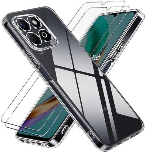 LYJERRY 1Pcs Schutzhülle Kompatibel mit Honor X6B Handyhülle + 2Pcs Schutzglas für Honor X6B Hülle durchsichtig Stoßfest Cover Silikon Handytasche und Displayschutzfolie
