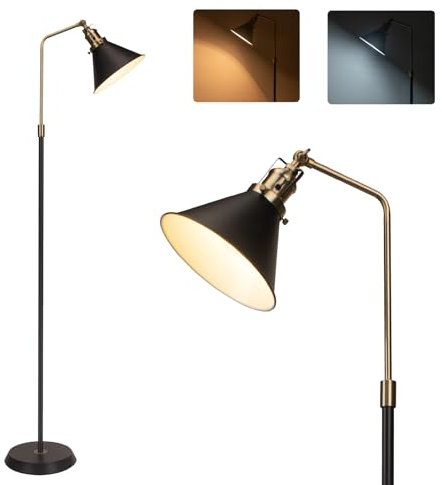 lianheng Schwarz Metall Stehlampe Industrie, Vintage Stehlampe Schwarz und Gold Design, Einfache Ecke Stehlampe, Stehlampe für Wohnzimmer, Schlafzimmer, Büro