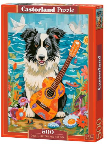 CASTORLAND 500 Teile Puzzles, Collie, Gitarre und das Meer, Tierpuzzle, Hund, Haustiere, Erwachsenenpuzzle, Castorland B-54008