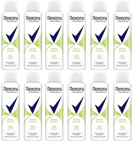 12x Rexona MotionSense Deo Spray Stress Control Anti-Transpirant mit 48 Stunden Schutz gegen Körpergeruch und Achselnässe ohne Alkohol 150 ml (12er Pack)