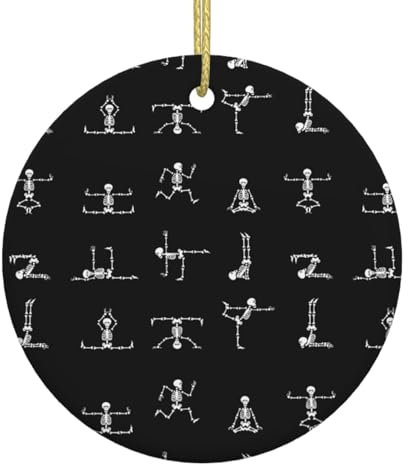 Weihnachtsbaum Keramik Hängend Christbaumschmuck Kugeln Weihnachten Rund Schädel Yoga Anhänger Jubiläum Anhänger Gedruckt Anhänger