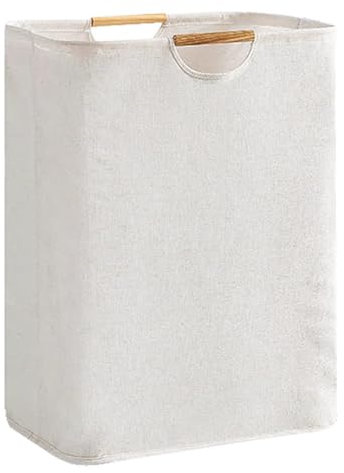 Wäschekorb, Faltbarer Wäschesammler Wäschebox, Groß Wäschesack mit Henkel Holzgrif, Laundry Basket für Schlafzimmer, Badezimmer, Schlafsaal