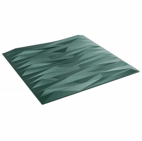 vidaXL 3D Wall Panels Covering Wallpaper Tiles — 50x50 cm Green XPS Stone Set of 12 for Living Room, Bedroom, Office, Water-Resistant and DIY Customization