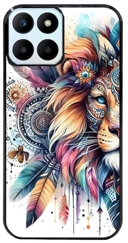Taperso Coque Noire pour Honor 70 Lite Lion et Plume