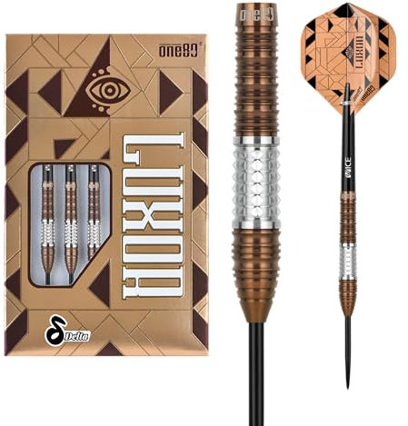 ONE80 Steel Dart Luxor VHD 90% Tungsten Steeltip Dart Steeldart Dartpfeile Set mit Schäften und Flights Hochwertige Tungsten Steeldarts (Barrel 01, 21 Gramm)