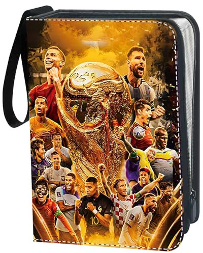 Sammelalbum Fussball Karten Fußballkarten sammelabum,440 Karten Sammelkarten Album 4 Taschen 55 Seiten Sammelmappe karten Heft Ordner Buch,Hochwertiges Wasserdicht PU Leder Card Collection Sammelhefte