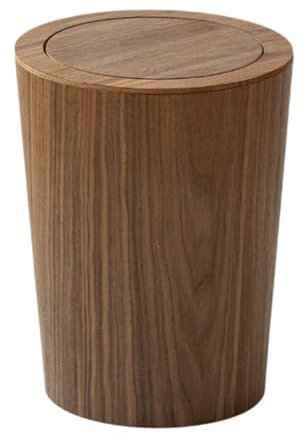 LOVIVER Holz-Mülleimer mit Deckel, Holzabfalleimer im rustikalen japanischen Stil, runder Küchen-Mülleimer für den Haushalt im Schlafzimmer, Walnussfarbe