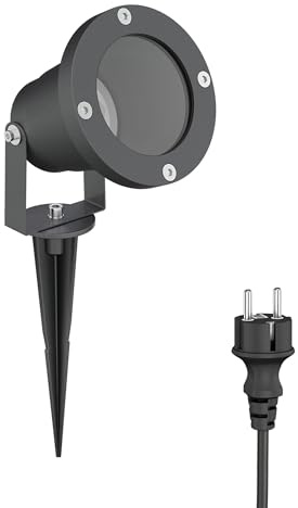 ledscom.de Gartenstrahler DUK anthrazit mit Erdspieß für außen, IP65, 1x GU10 max.15W