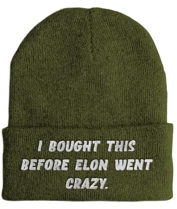 tshirtladen Mütze - I bought this before Elon went crazy - Beanie One Size - Wintermütze Soft Touch - Spruchmütze bestickt - Farbauswahl - lustige Mütze, Farbe: Olive