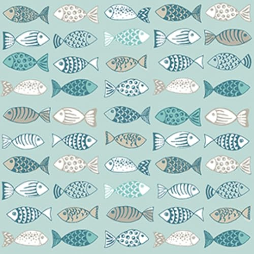 20 Servietten Fische, Bunte Fischservietten, Fischmuster, Geburtstage, Kinderparty, Junge, Mädchen, Tischdekoration, Decoupage, Tischdeko, 33x33cm