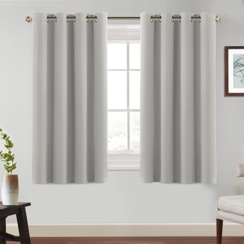 BellaHills Vorhang Verdunkelung Blickdicht Gardinen Wohnzimmer Thermovorhang mit Ösen Schlafzimmer Dicke Thermogardine Kälteschutz, 2er Set H145 x B140 cm(HöhexBreite), Pumice Stone