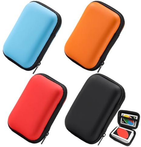 JAWUZ Scatola di 4 carte da gioco, porta carte da gioco, per carte uno, robusta scatola di carte da gioco, custodia per carte da gioco, per gioco di carte ONU(Rosso + Arancione + Azzurro cielo + Nero)