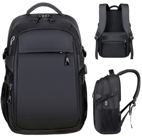 Mimoqk Premium Computer Backpack, Large 15-inch Laptop Bag, Waterproof Oxford Cloth, USB Charging Port, Breathable Design, High-Capacity Business Backpack, Ideal for College, Travel