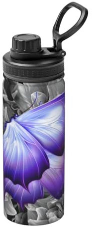 QGWDYYJQ Bouteille de sport isotherme Motif papillon Violet 532 ml