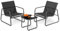 GOPLUS Salon de Jardin 2 Personnes,3Pcs Table Basse avec 2 Fauteuils Jardin，Salon de Bistrot avec Cadre Métallique, pour Jardin, Balcon, Piscine (Noir)