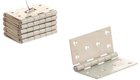 Aqbau® Lot de 10 charnières de porte pliables - 100 x 100 mm - Charnières roulées - Charge lourde - Charnières de meuble - Charnières de porte - Charnières d'armoire - Argenté