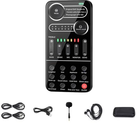 Ghostface Voice Changer, Multifunctional Portable Recording Ghost Face Voice Changer Box, Featuring 9 Sound Effects and Dazzling Colour Lights for Gaming Streamers and Recording
