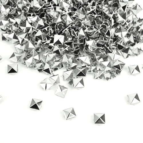 500 Stück Quadratische Nieten Metall für Kleidung Taschen Lederband Schuhe | 10 mm Studs Pyramiden Spike Nieten für Leder Silber, Dekorative Metall Ziernieten DIY Punk Nietens