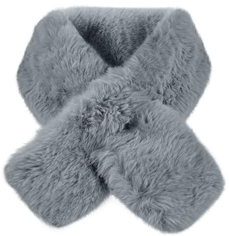 LEHEEYWT Fur Scarf, Warm Winter Scarf for Women UK Windproof Fur Collar, Soft Neck Warmer Women Rectangle Fluffy