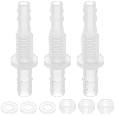 QUARKZMAN 3 Stück Schlauchanschluss Fitting 3/16 x 1/45mm x 6mm | Bulkhead Adapter Union Splicer Mender Rohrverbinder, Kunststoff, Mit M8 Mutter Und Unterlegscheibe, Für Aquarium Luft