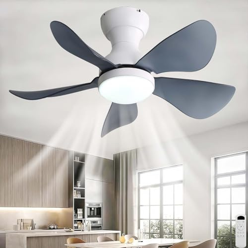 ZOMLBOF 29 Pulgadas Ventilador de Techo con Luz Control Remoto 6 Velocidades Reversible Lampara Ventilador Techo Regulable Temporizador Función Memoria Ventilador Techo Luz Ideal Dormitorios，Weiß