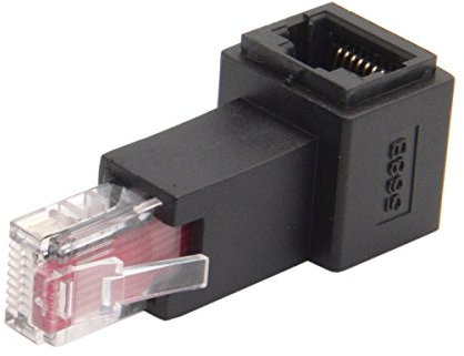 cablecc Left Angled 90 Degree 8P8C FTP STP UTP Cat 5e Male to Female LAN Ethernet Network Extension Adapter