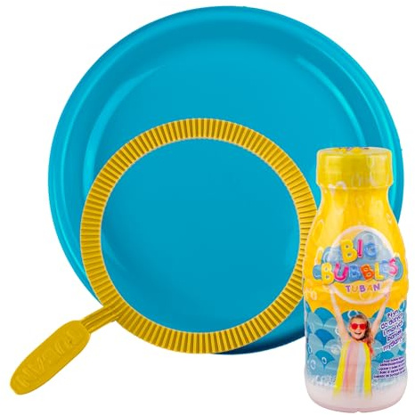 TUBAN Riesenseifenblasen Set: Seifenblasenflüssigkeit 250ml mit Ring & Teller, stabile Seifenblasen für Kinder & Erwachsene, Outdoor-Spielzeug für Garten, Hochzeit, Kindergeburtstag & Party-Spielspaß