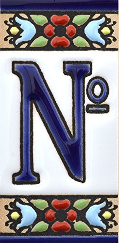 funky global Spanish, Hand painted polichrome ceramic tiles. letters and numbers handpainted using dry rope technique perfect to create signs,addresses and names. Design FLORES MINI (NO)