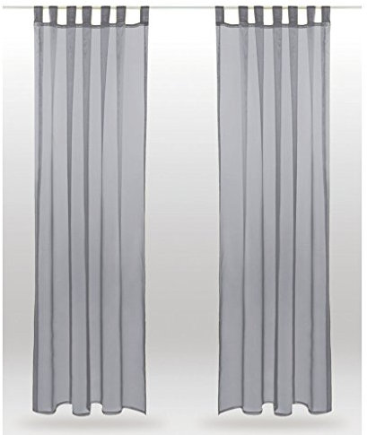 Bestlivings Schlaufenschal Noella, transparenter Dekoschal Voile b 140x l 145 cm 2er Pack, Wohnaccessoire in vielen erhältlich (grau - lichtgrau/ohne Raffhalter)