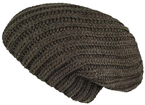 Lilax Cable Knit Slouchy Chunky Oversized Soft Warm Winter Solid Beanie Mütze, dark olive, Einheitsgröße