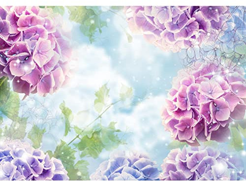 Runa Art Fototapete Blumen Hortensien 352 x 250 cm Vlies Tapeten XXL Moderne Wandtapete Wohnzimmer Schlafzimmer Blau Violett 9414011a