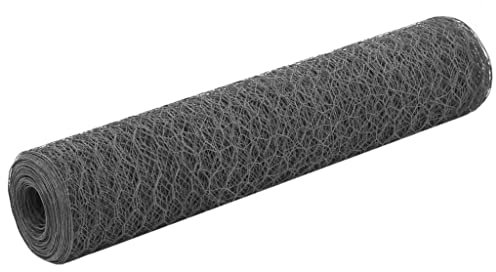 vidaXL Grillage Acier Revêtement PVC 25x0,75 m Hexagonal Gris Clôture Jardin