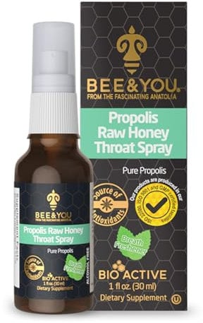 Bee and You Propolis Roher Honig Hals-Spray – natürliche Immununterstützung und Schmerzlinderung bei Halsschmerzen, Antioxidantien, Keto, Paleo, glutenfrei, 38 ml