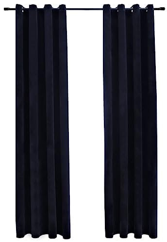 vidaXL 2X Vorhang Verdunkelung mit Ösen Verdunkelungsvorhang Kräuselband Ösen Schlaufe Thermo Gardine Blickdicht Samt Schwarz 140x225cm
