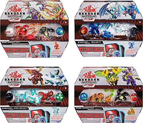 BAKUGAN Baku-Gear Pack mit 4 Armored Alliance (2 Ultra und 2 Basic Balls) und 1 Set Baku-Gear inkl. Fusions-Charakteren, unterschiedliche Varianten