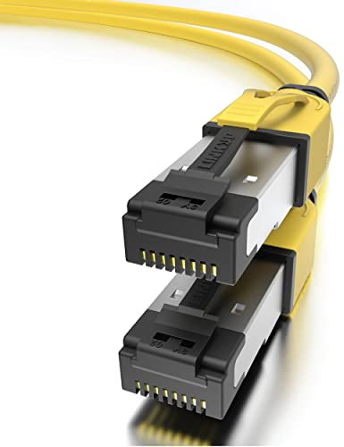 LINKUP - [Certificato 40Gbps] Cavo Patch Ethernet Cat8 con Doppia Schermatura┃2000MHz (2GHz) Cat8.1┃Cavi LAN a Prova di Futuro Compatibili con Cat7A Cat7 Cat6A Reti 25G 10G 1G┃Giallo┃10ft (3 metri)