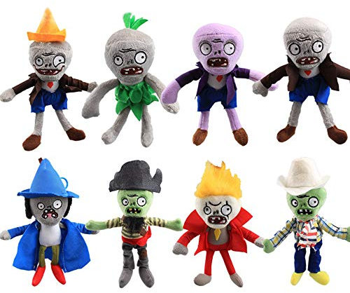 uiuoutoy Zombies Plush Pendants Soft Stuffed Game Toy Purple Zombie Keychain Keyring Pendant Backpack Bag Charm Gift 8 Pcs/Set
