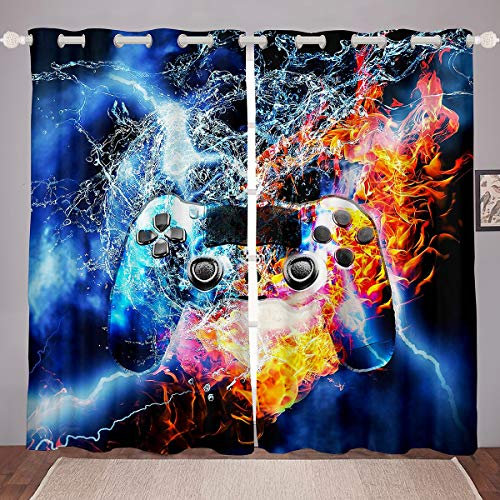 Tbrand Buntes Gamepad Fenstervorhang 245x140cm Mehrfarben Videospiel Design Vorhänge Gradient Spiel Controller Blickdichte Vorhänge Stilvolles Spiel
