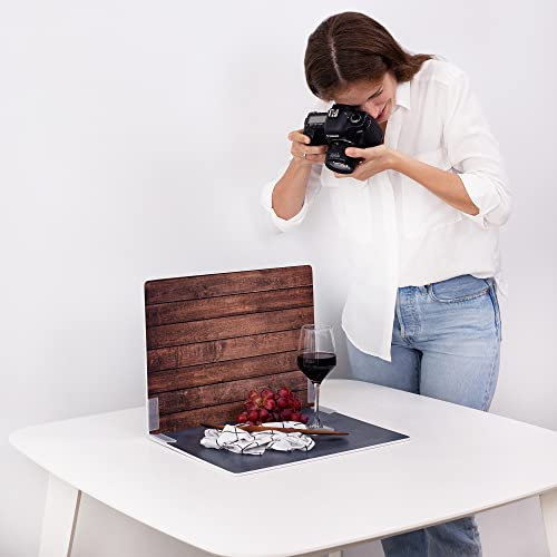 2 Fondos de Fotografía | 30x40 cm | Fondo de Fotografía Realista | Fondo de Fotografía de Alimentos | Superficies de Réplica |Madera y Piedra | Pequeño Wood & Stone
